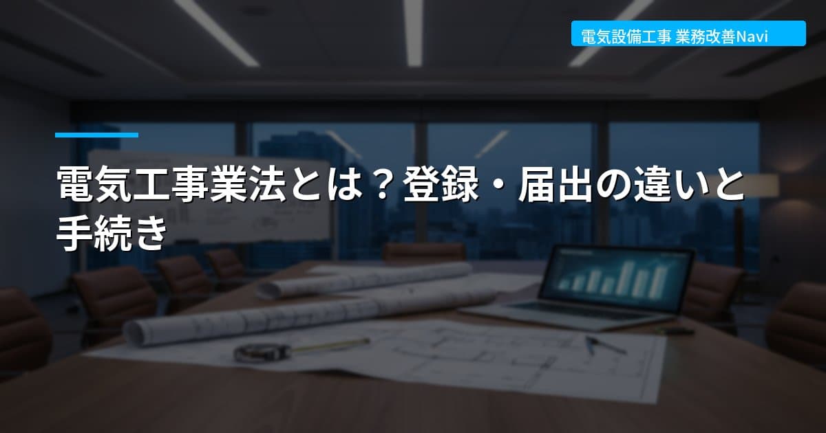 電気工事業法とは？登録・届出の違いと手続き
