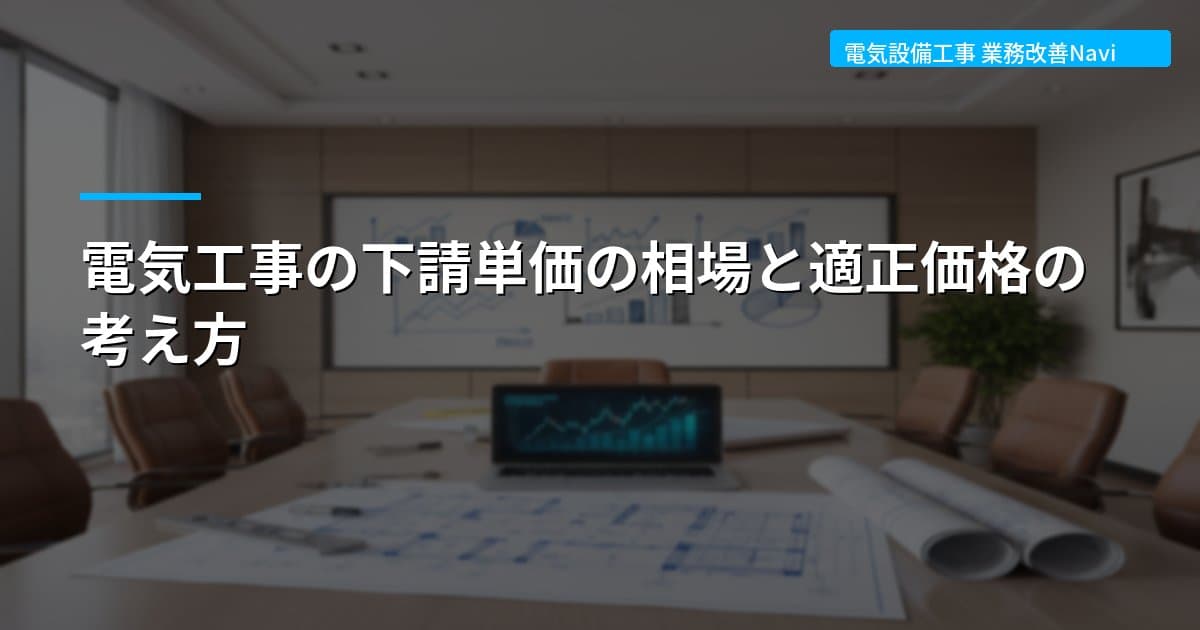 電気工事の下請単価の相場と適正価格の考え方